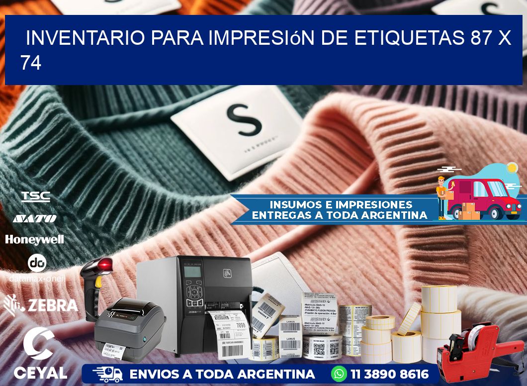 inventario para impresión de etiquetas 87 x 74