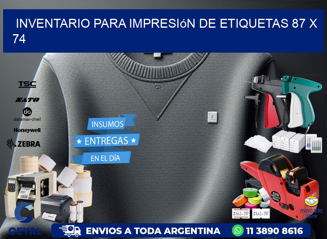 inventario para impresión de etiquetas 87 x 74