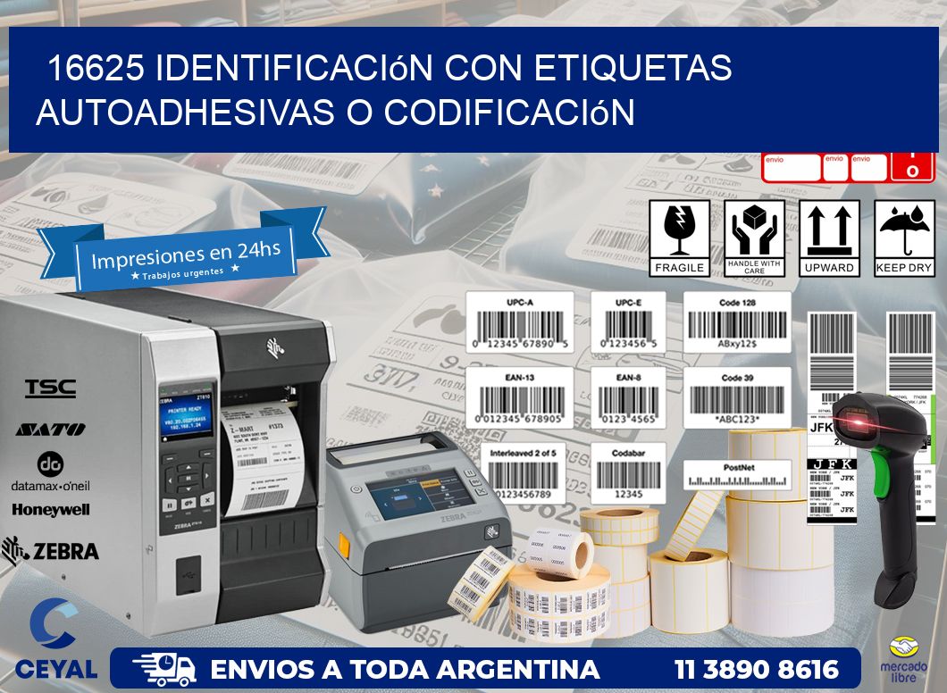 16625 identificación con etiquetas autoadhesivas o codificación