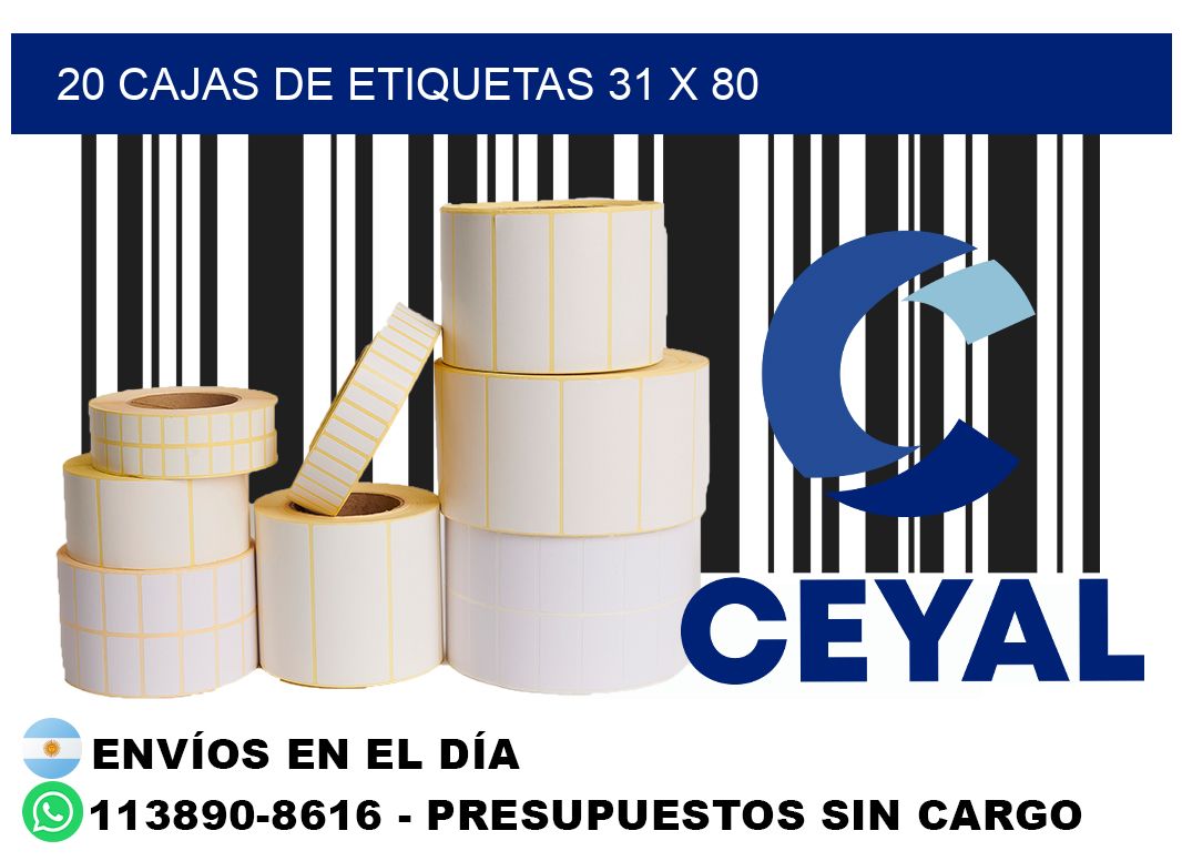 20 cajas de etiquetas 31 x 80