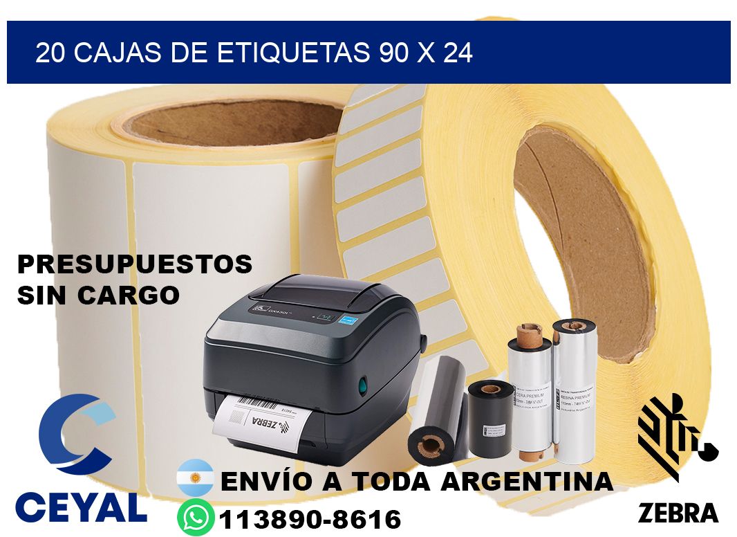 20 cajas de etiquetas 90 x 24