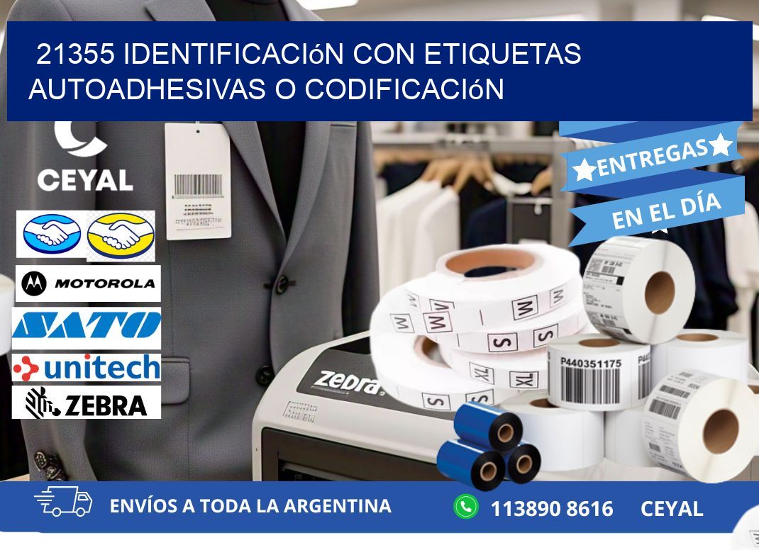 21355 identificación con etiquetas autoadhesivas o codificación