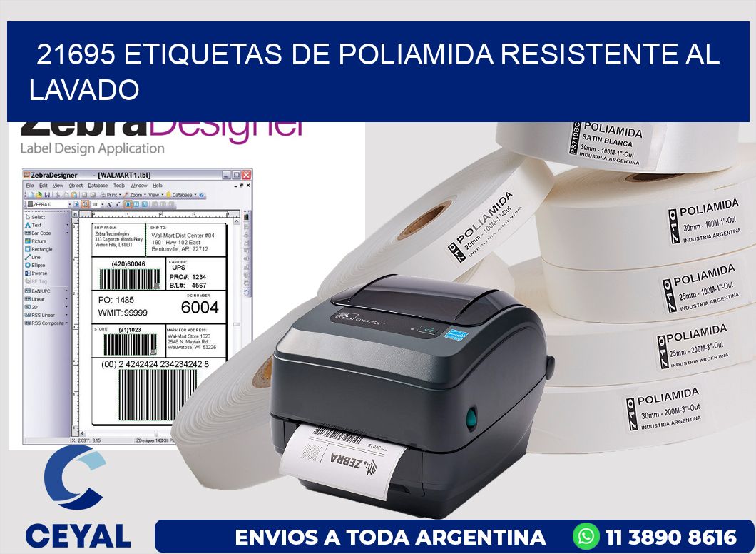 21695 Etiquetas de poliamida resistente al lavado