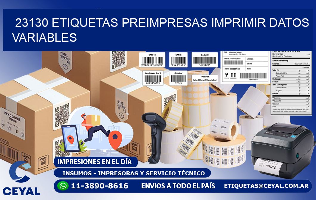 23130 Etiquetas preimpresas imprimir datos variables