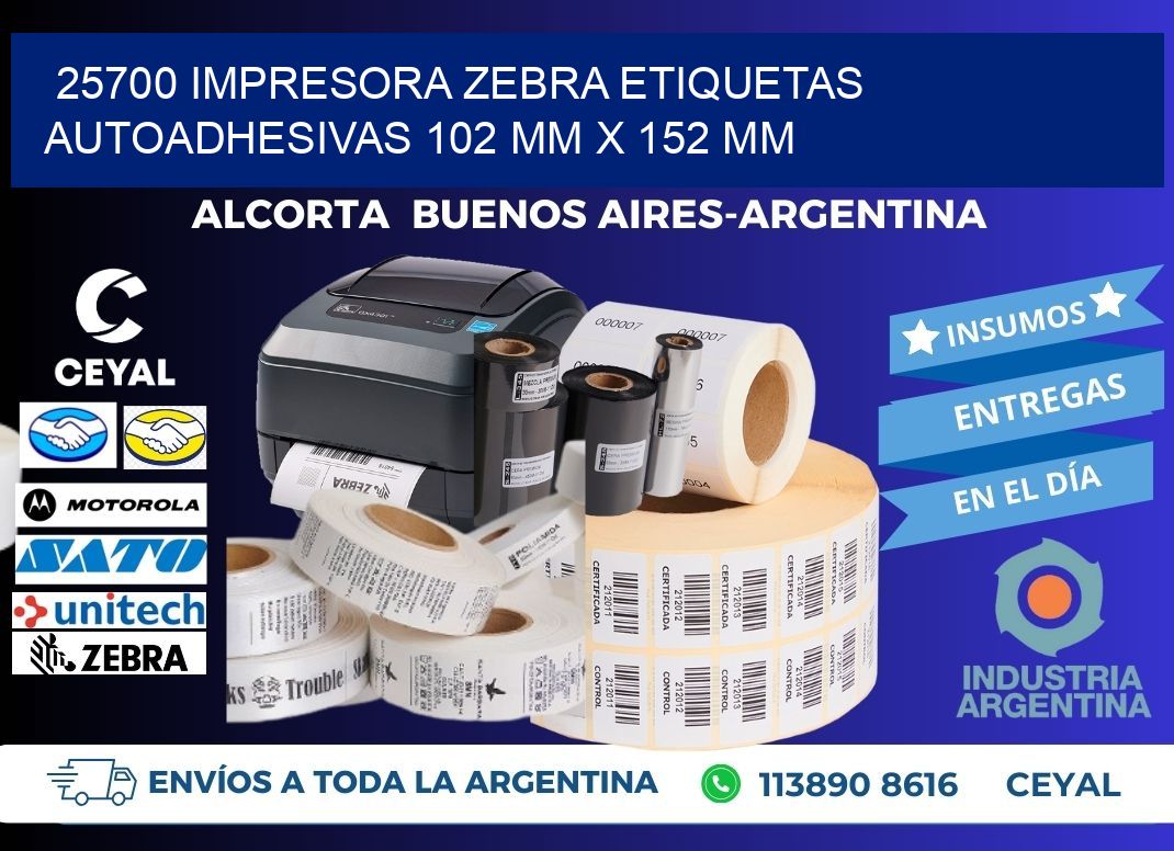 25700 impresora zebra etiquetas autoadhesivas 102 mm x 152 mm