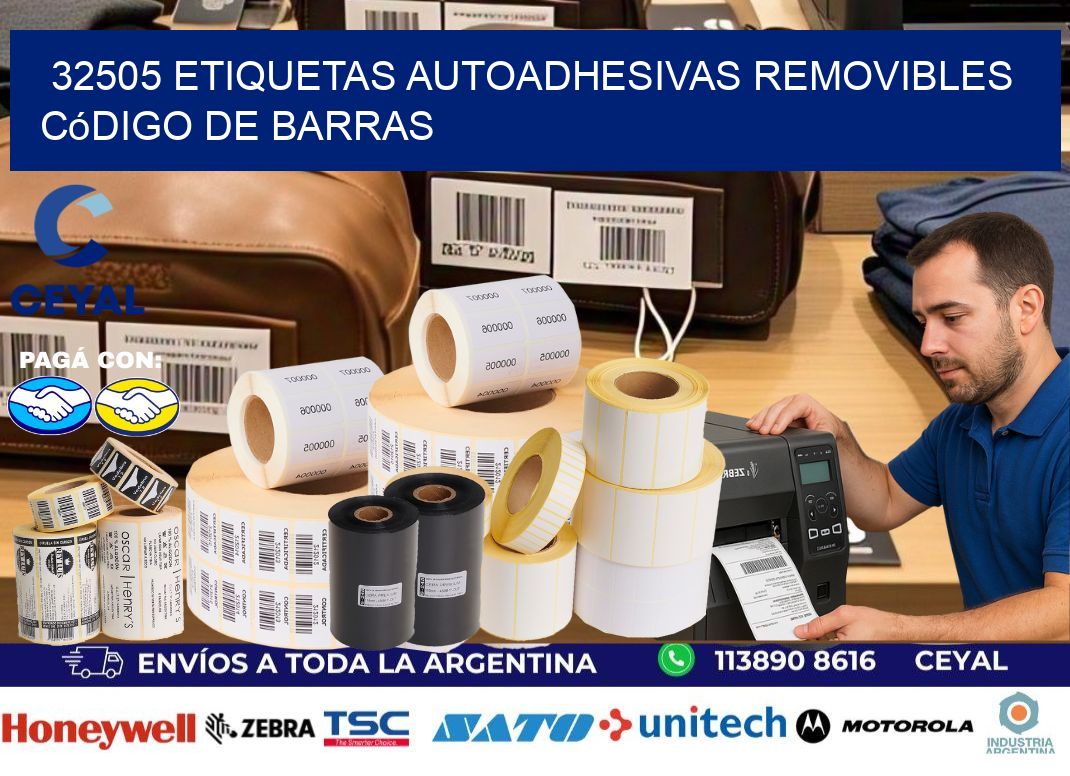 32505 etiquetas autoadhesivas removibles código de barras