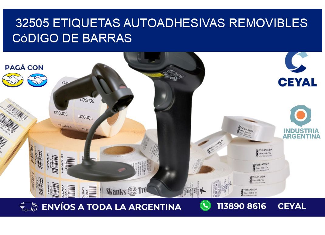 32505 etiquetas autoadhesivas removibles código de barras