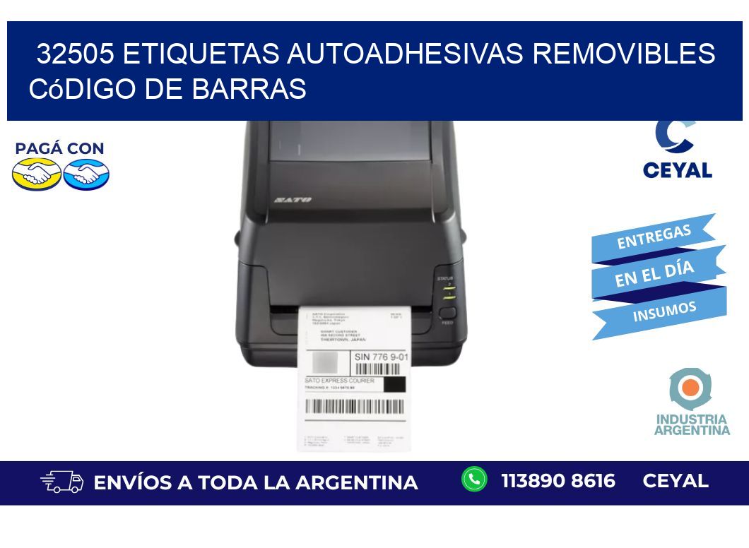 32505 etiquetas autoadhesivas removibles código de barras
