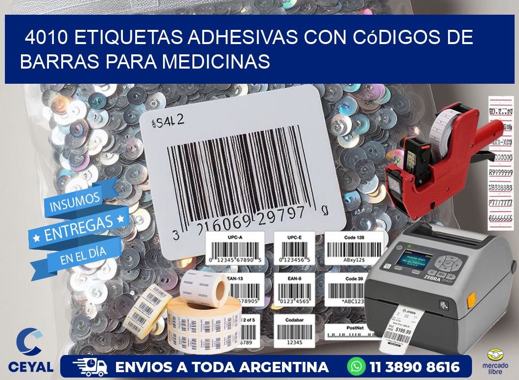 4010 etiquetas adhesivas con códigos de barras para medicinas