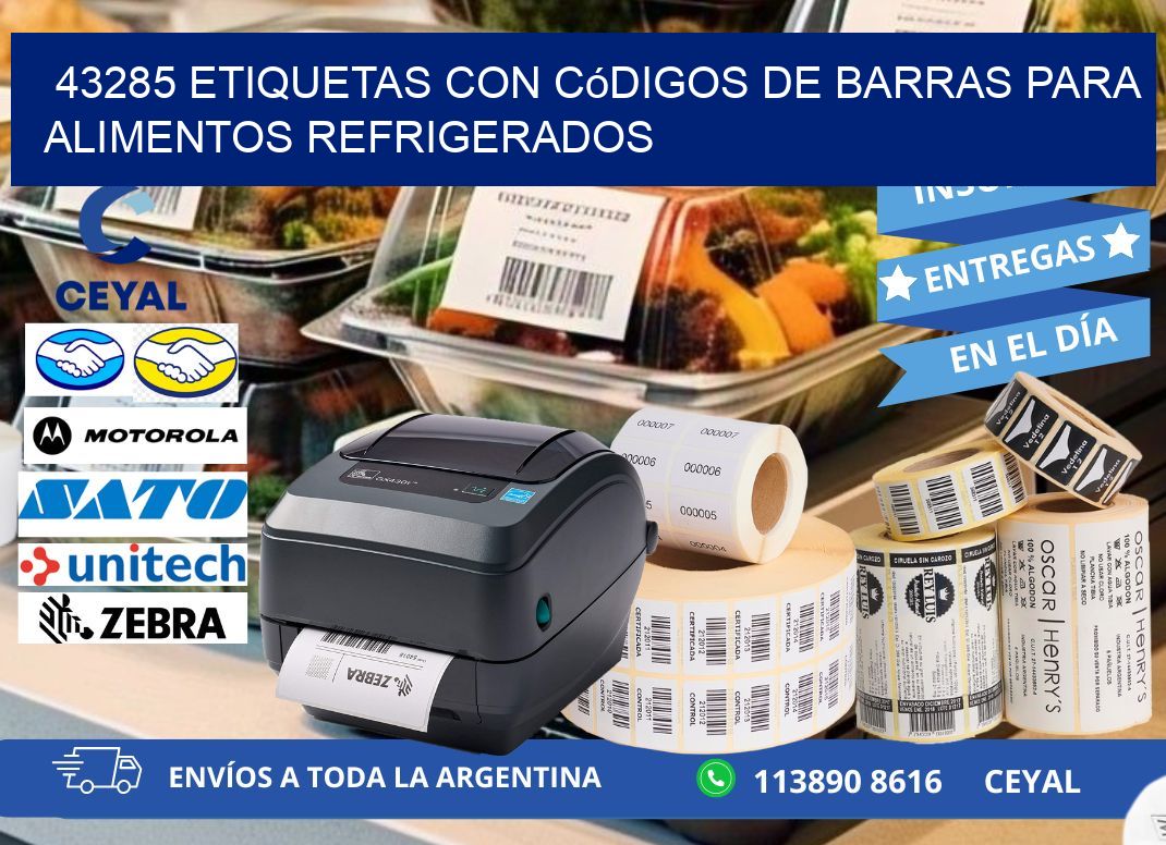 43285 Etiquetas con códigos de barras para alimentos refrigerados