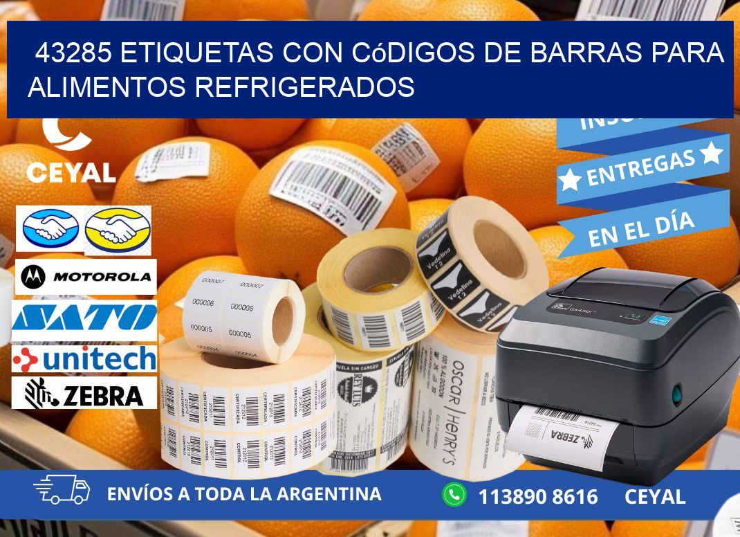 43285 Etiquetas con códigos de barras para alimentos refrigerados