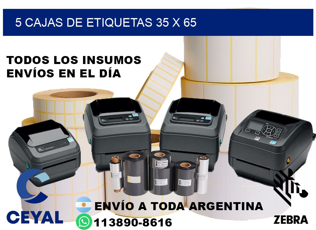 5 cajas de etiquetas 35 x 65