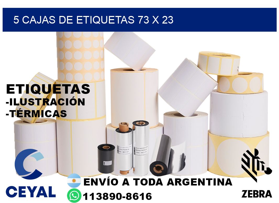 5 cajas de etiquetas 73 x 23