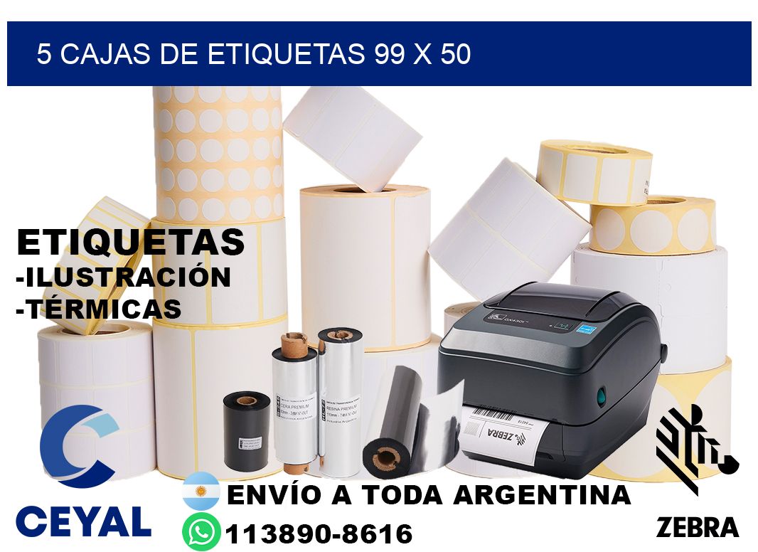 5 cajas de etiquetas 99 x 50