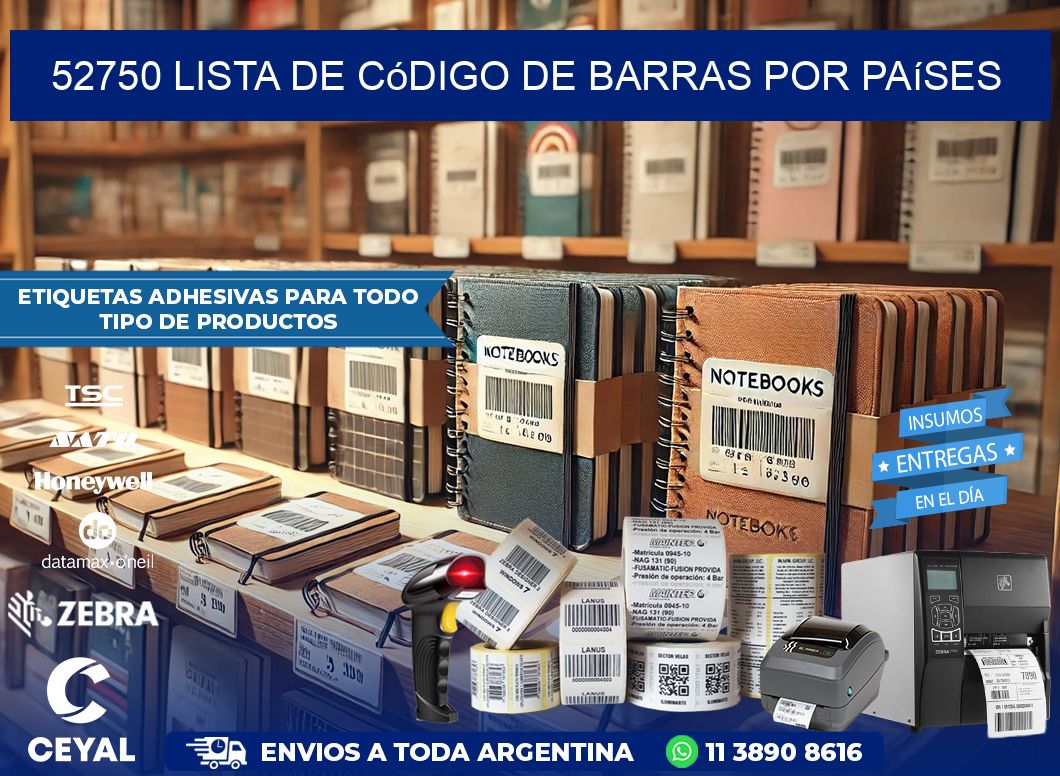 52750 Lista de código de barras por países