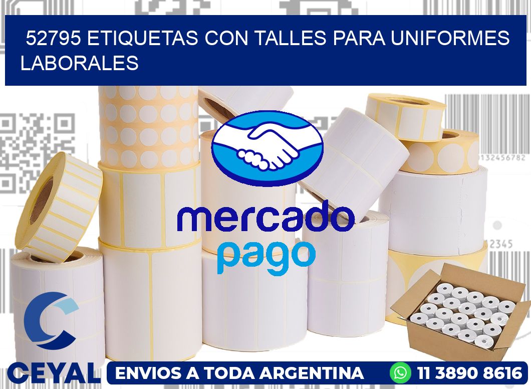 52795 etiquetas con talles para uniformes laborales