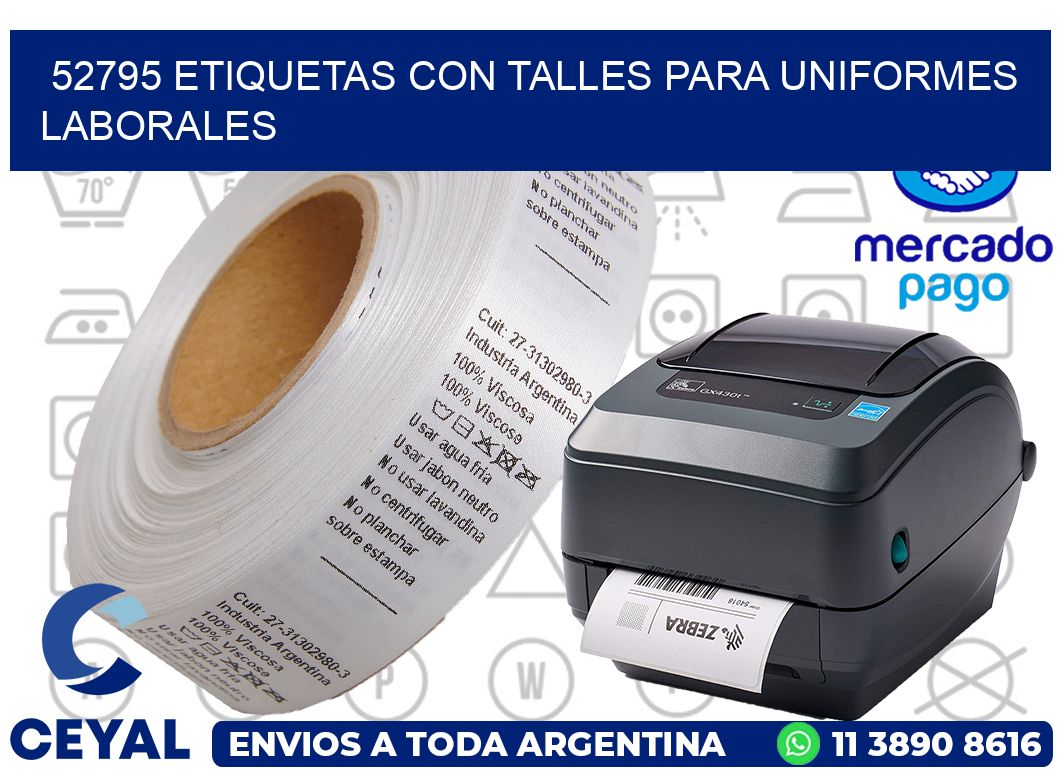 52795 etiquetas con talles para uniformes laborales