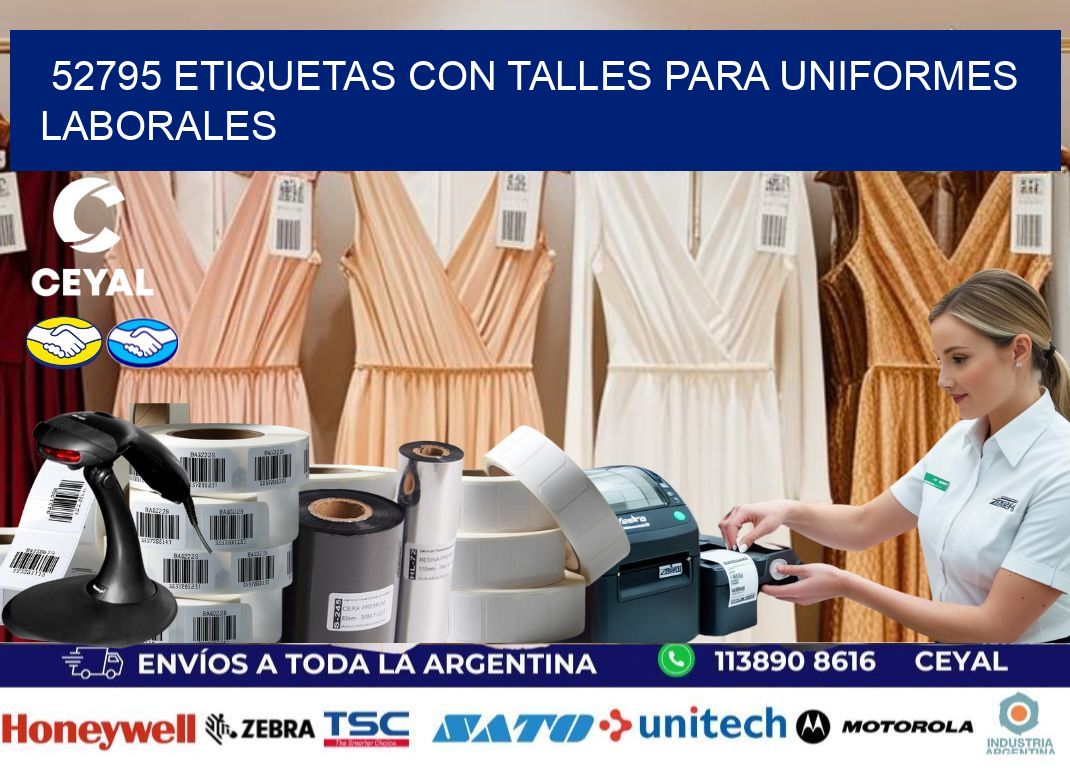 52795 etiquetas con talles para uniformes laborales