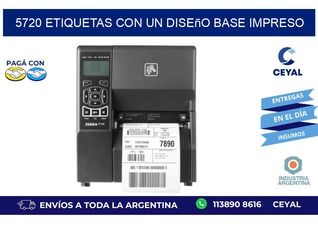 5720 etiquetas con un diseño base impreso