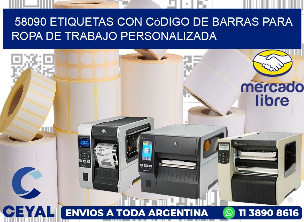 58090 Etiquetas con código de barras para ropa de trabajo personalizada