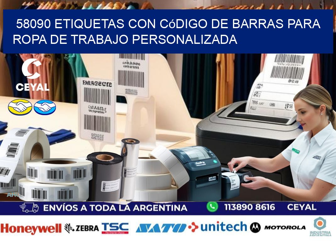 58090 Etiquetas con código de barras para ropa de trabajo personalizada