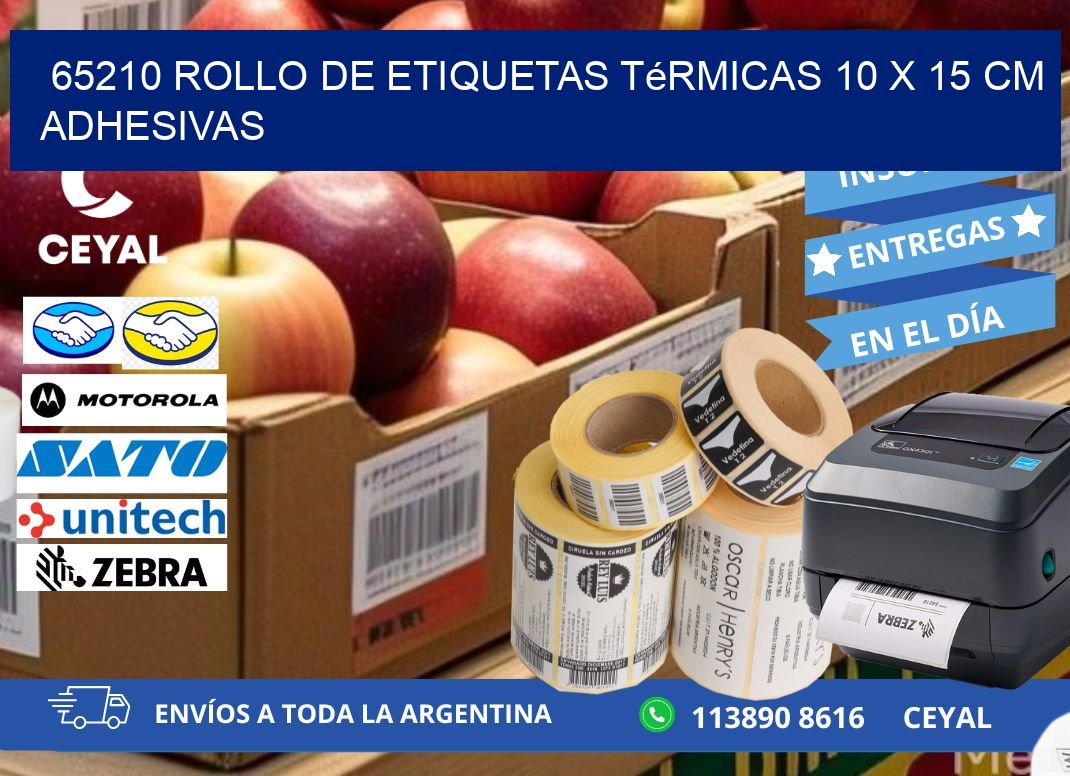 65210 Rollo de Etiquetas Térmicas 10 x 15 cm Adhesivas