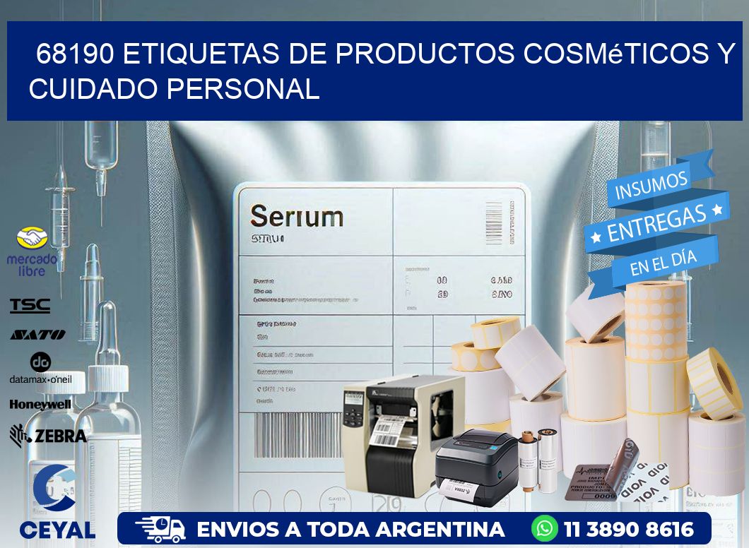 68190 Etiquetas de productos cosméticos y cuidado personal