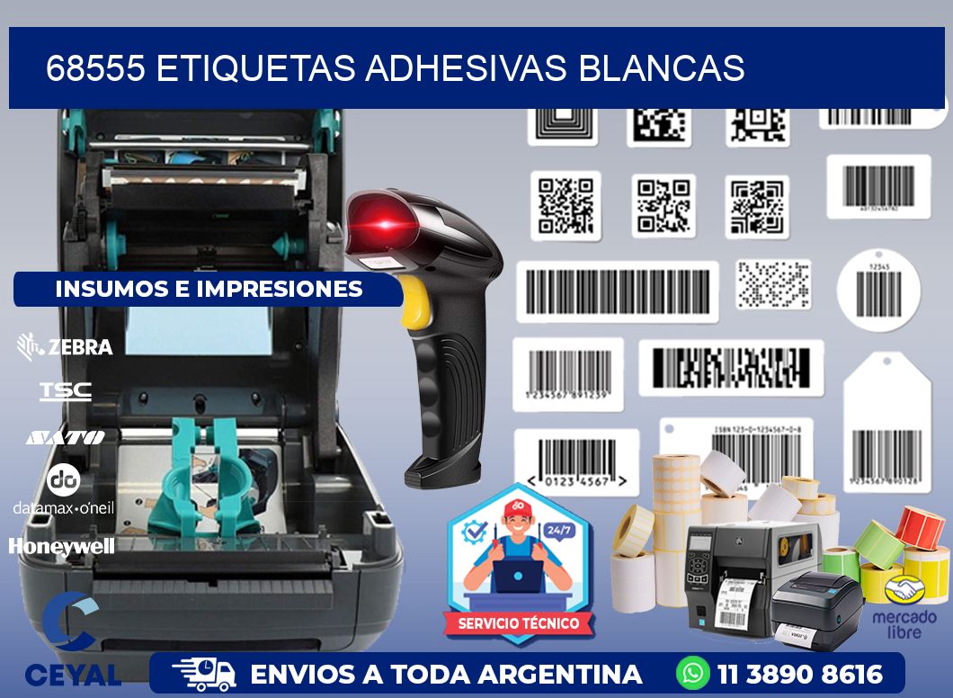 68555 etiquetas adhesivas blancas