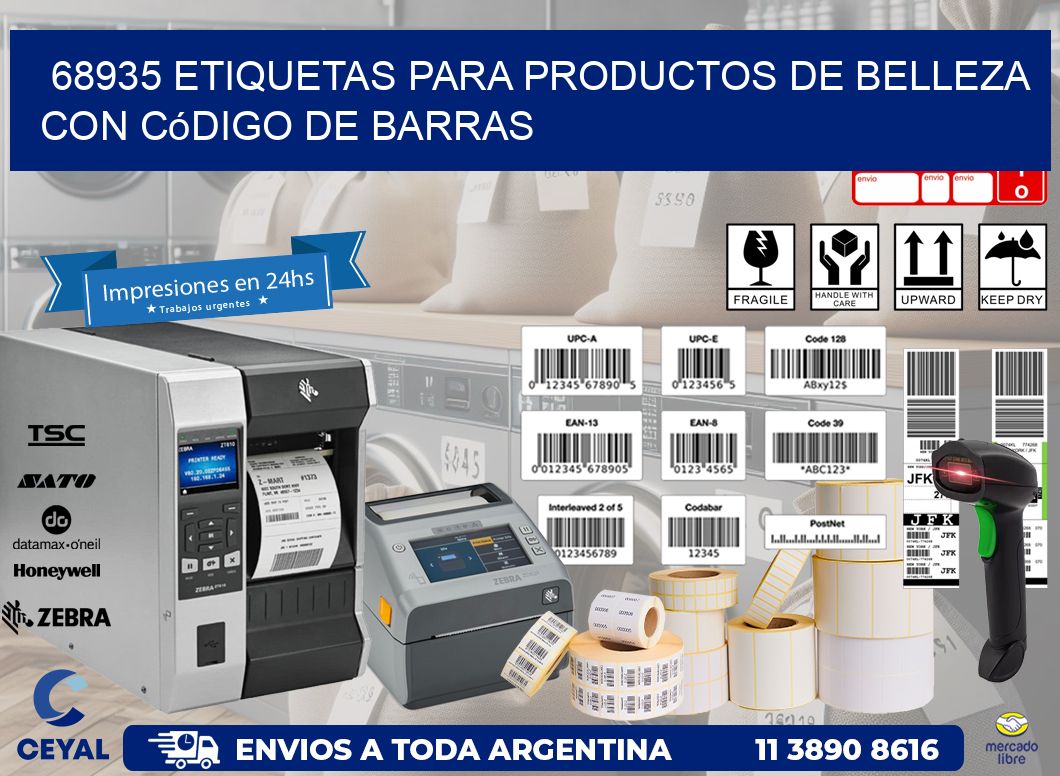 68935 etiquetas para productos de belleza con código de barras