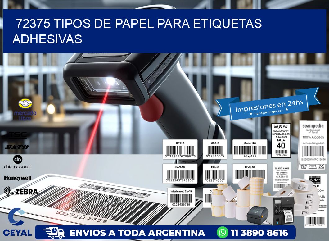 72375 Tipos de papel para etiquetas adhesivas