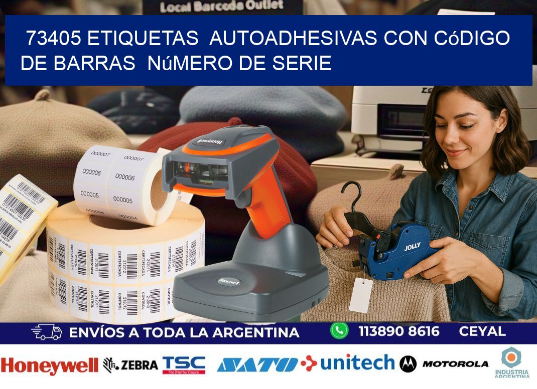 73405 etiquetas autoadhesivas con código de barras número de serie