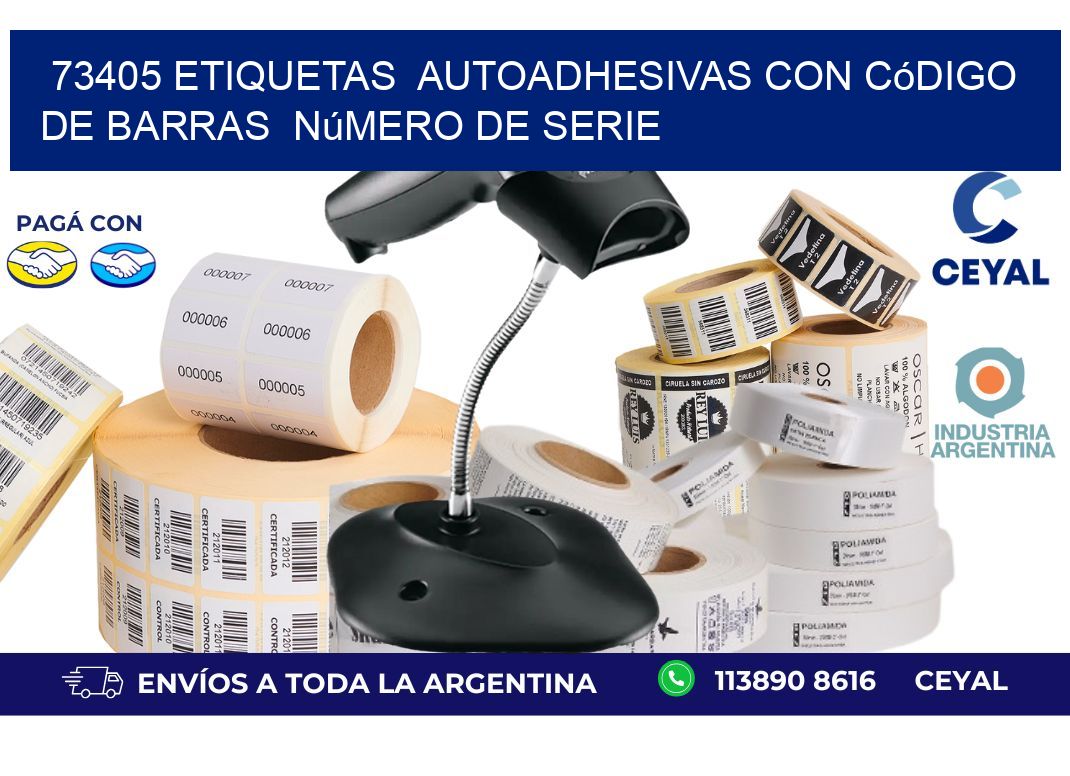 73405 etiquetas autoadhesivas con código de barras número de serie