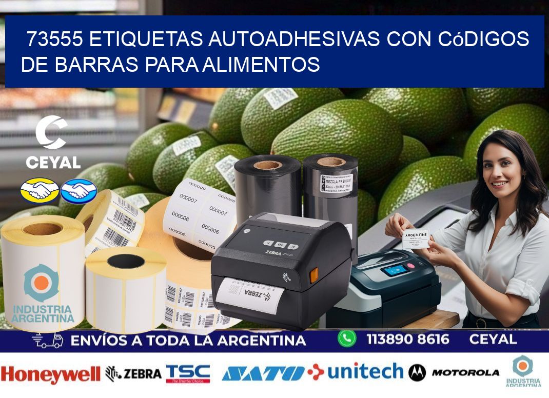 73555 Etiquetas autoadhesivas con códigos de barras para alimentos
