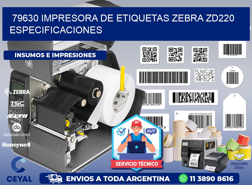 79630 impresora de etiquetas Zebra ZD220 especificaciones