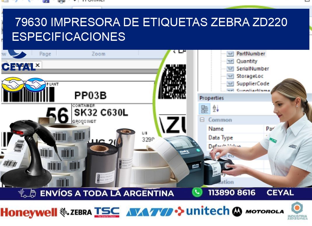 79630 impresora de etiquetas Zebra ZD220 especificaciones