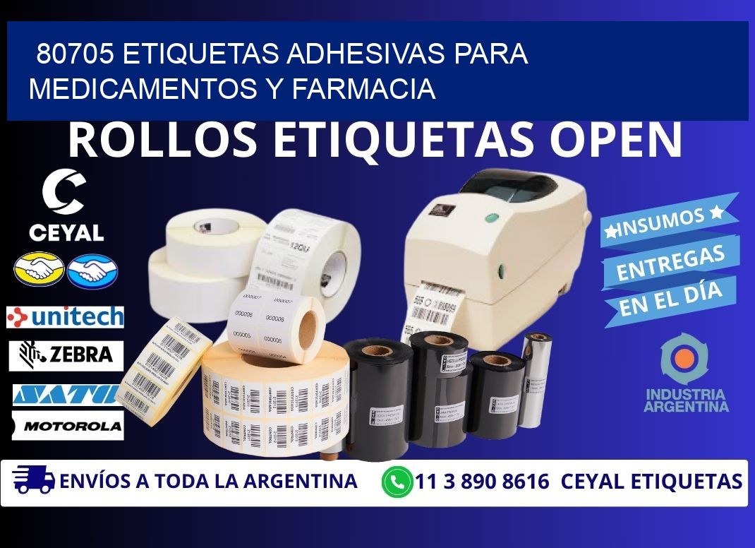 80705 Etiquetas adhesivas para medicamentos y farmacia