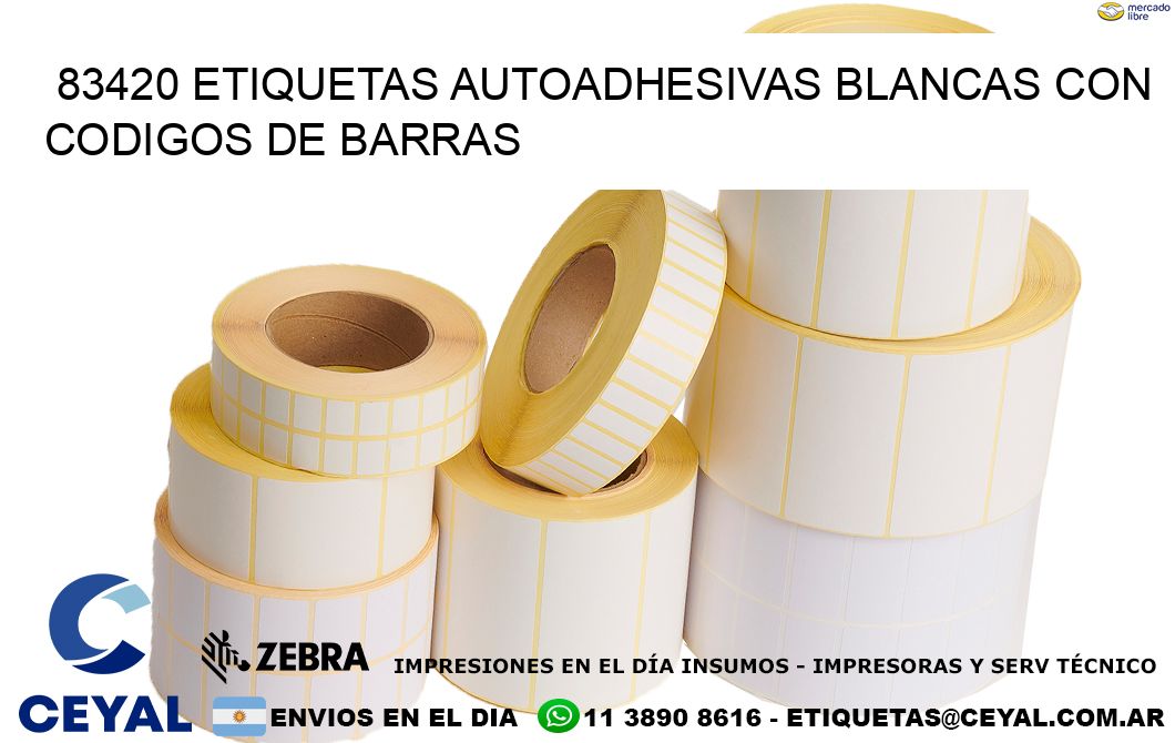 83420 etiquetas autoadhesivas blancas con codigos de barras