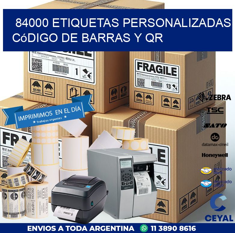 84000 etiquetas personalizadas código de barras y QR