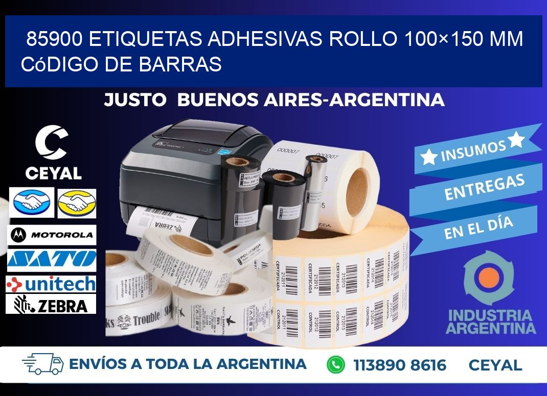 85900 etiquetas adhesivas rollo 100×150 mm código de barras