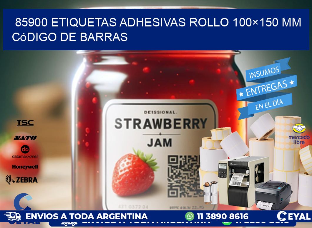 85900 etiquetas adhesivas rollo 100×150 mm código de barras