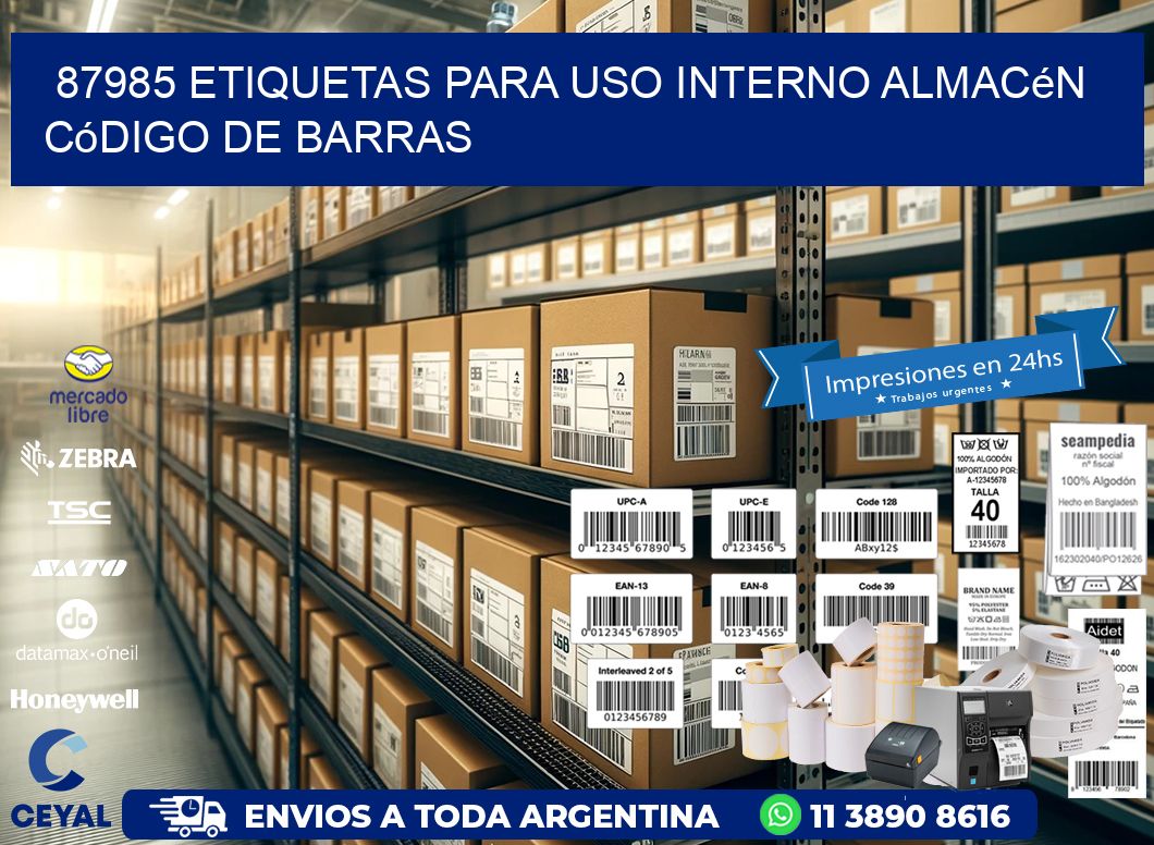 87985 etiquetas para uso interno almacén código de barras