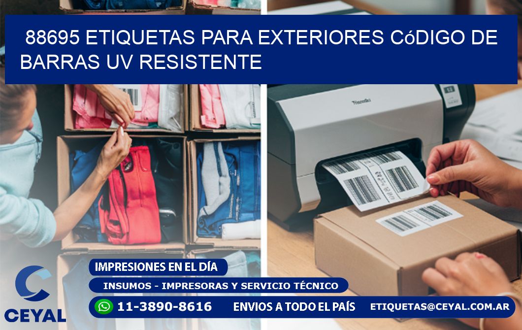 88695 etiquetas para exteriores código de barras UV resistente
