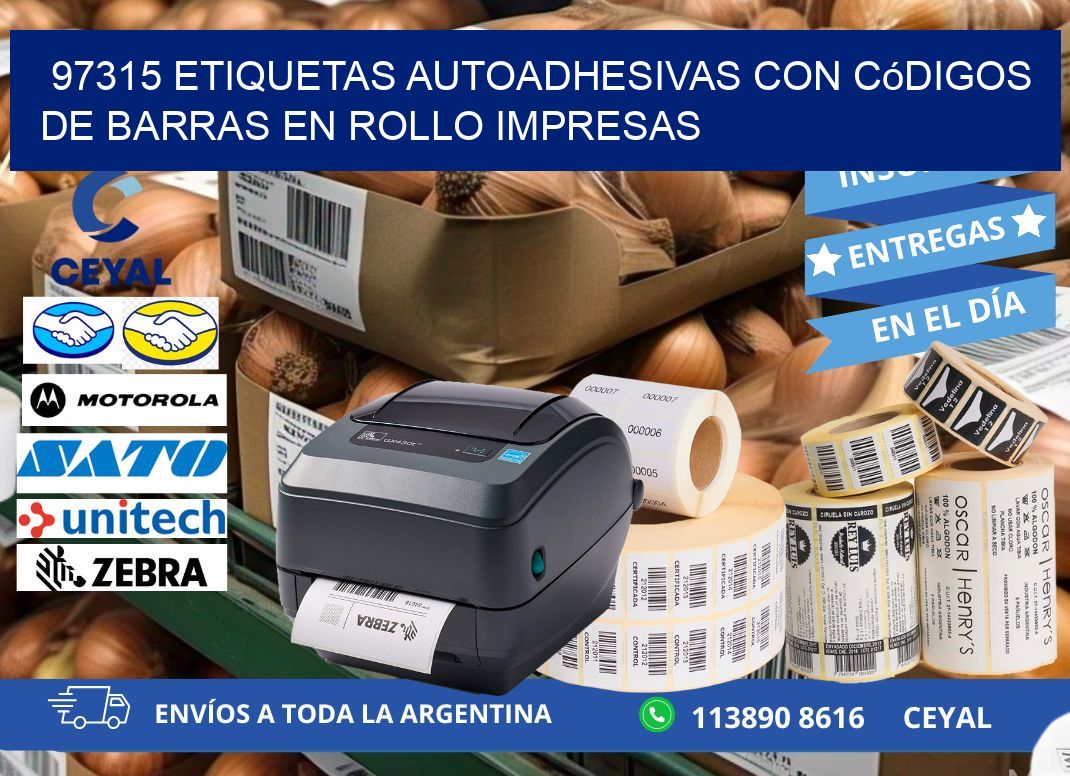 97315 Etiquetas autoadhesivas con códigos de barras en rollo impresas