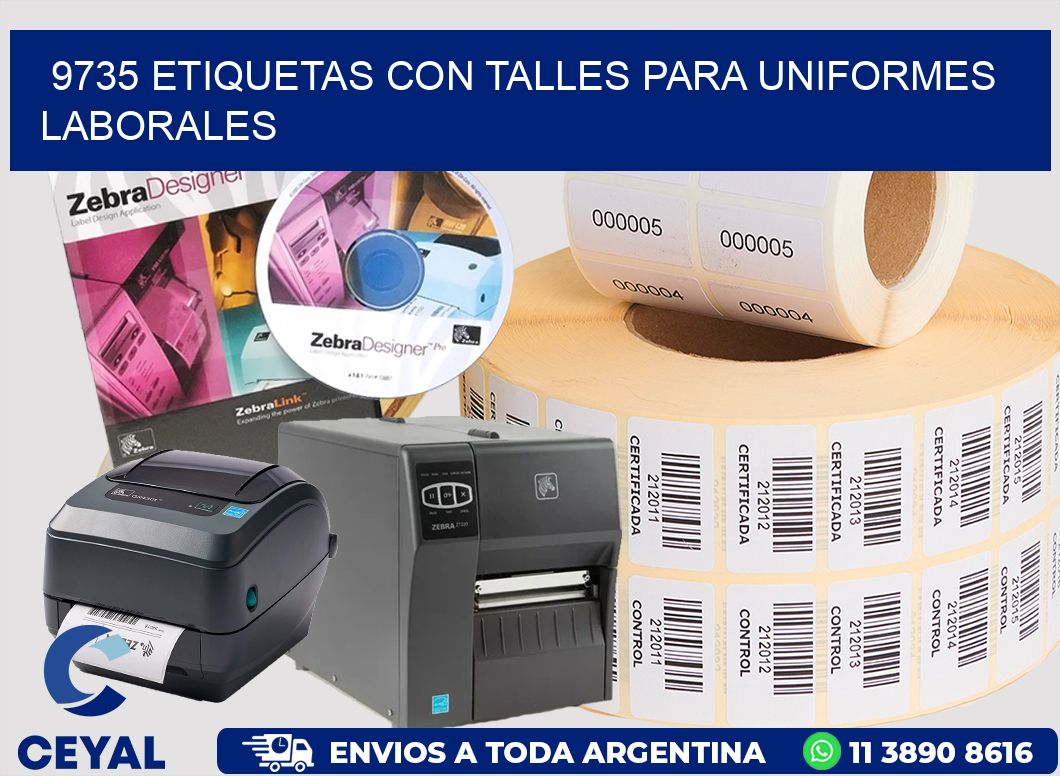 9735 etiquetas con talles para uniformes laborales