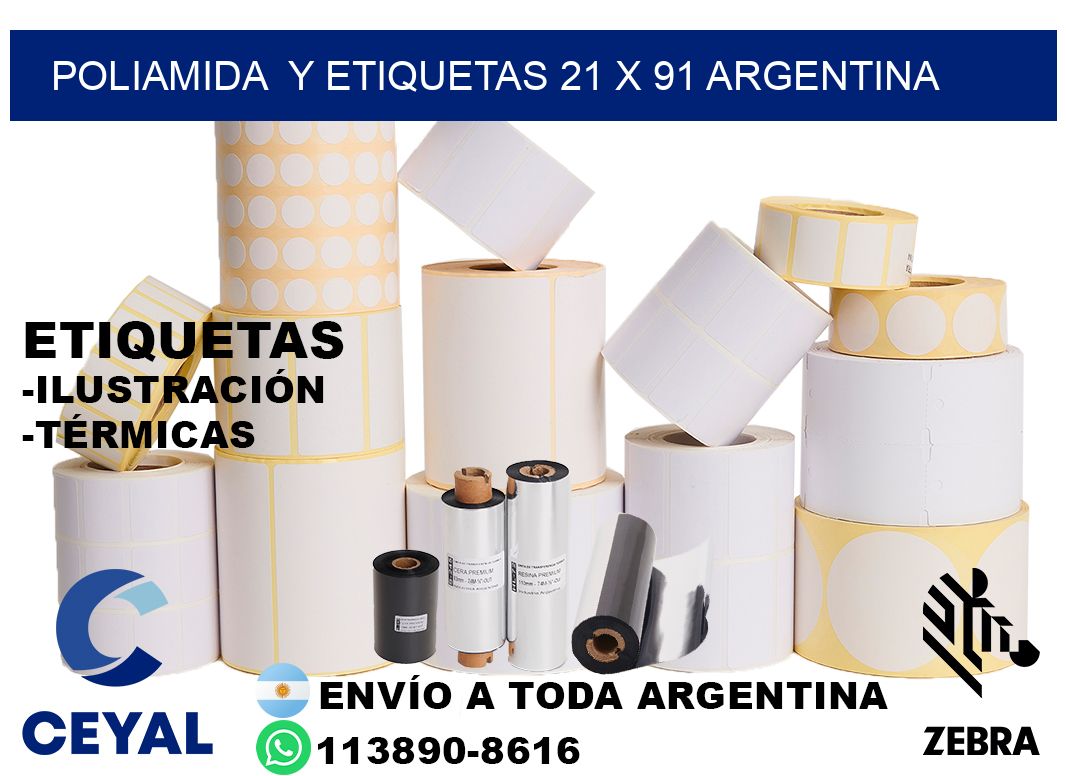 Poliamida  y etiquetas 21 x 91 argentina