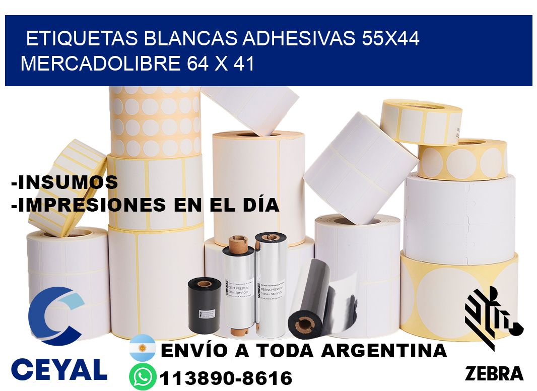 etiquetas blancas adhesivas 55x44 mercadolibre 64 x 41