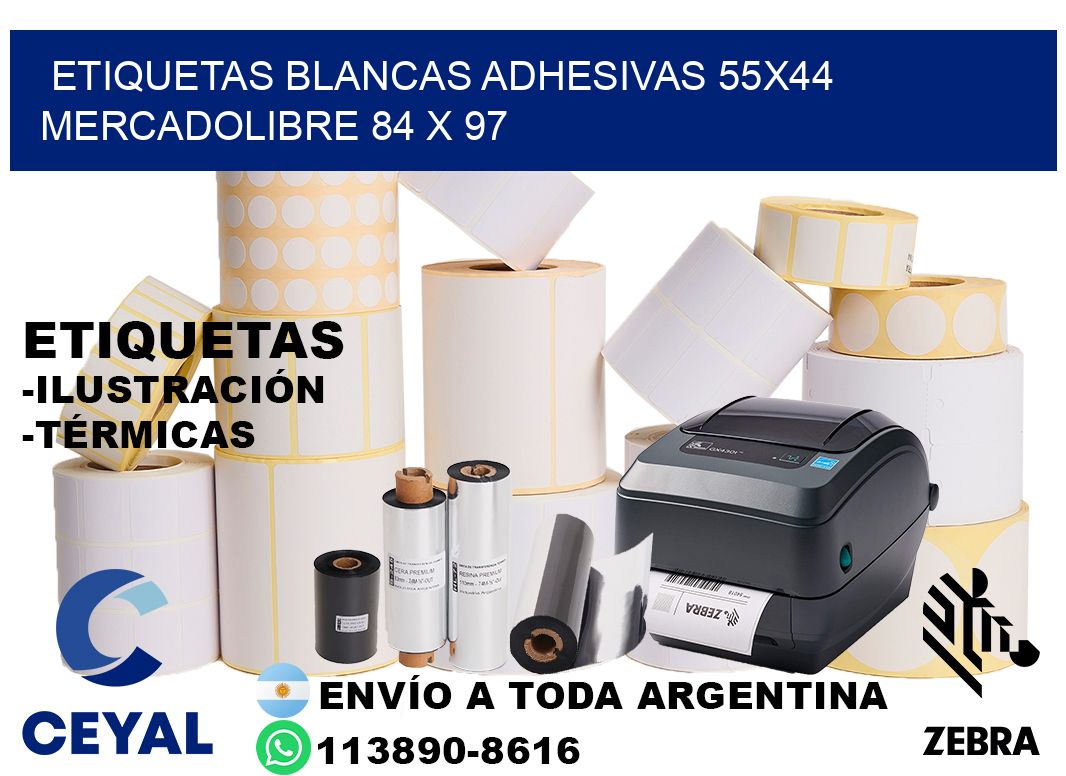 etiquetas blancas adhesivas 55x44 mercadolibre 84 x 97
