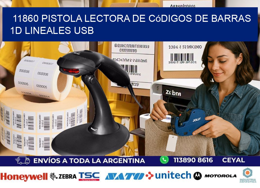 11860 Pistola Lectora De Códigos De Barras 1d Lineales Usb