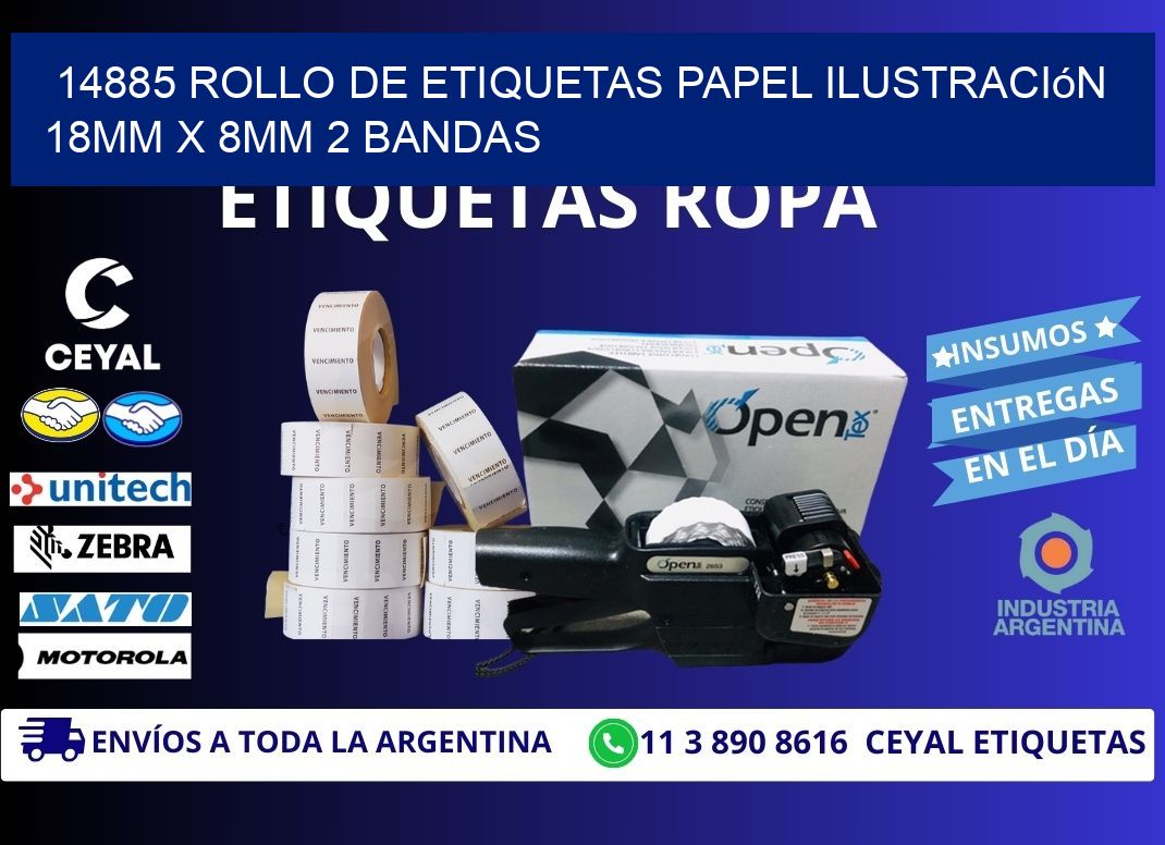 14885 Rollo de Etiquetas Papel Ilustración 18mm x 8mm 2 Bandas