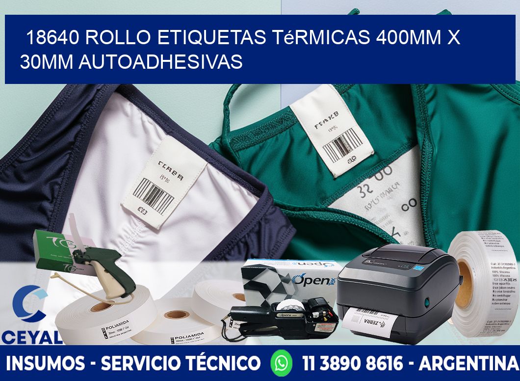 18640 Rollo Etiquetas Térmicas 400mm X 30mm Autoadhesivas